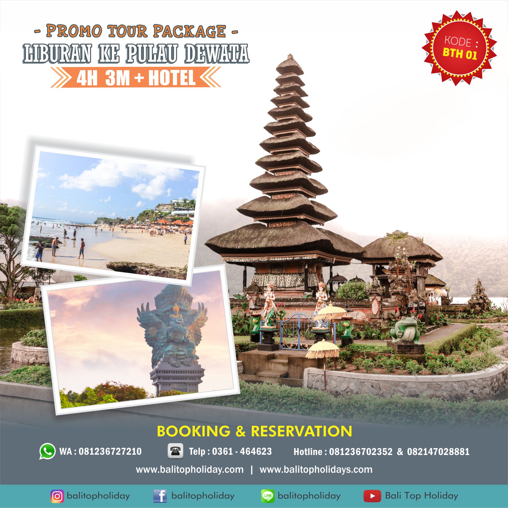 PAKET TOUR BALI 4 HARI 3 MALAM (BTH 01) Opsi A