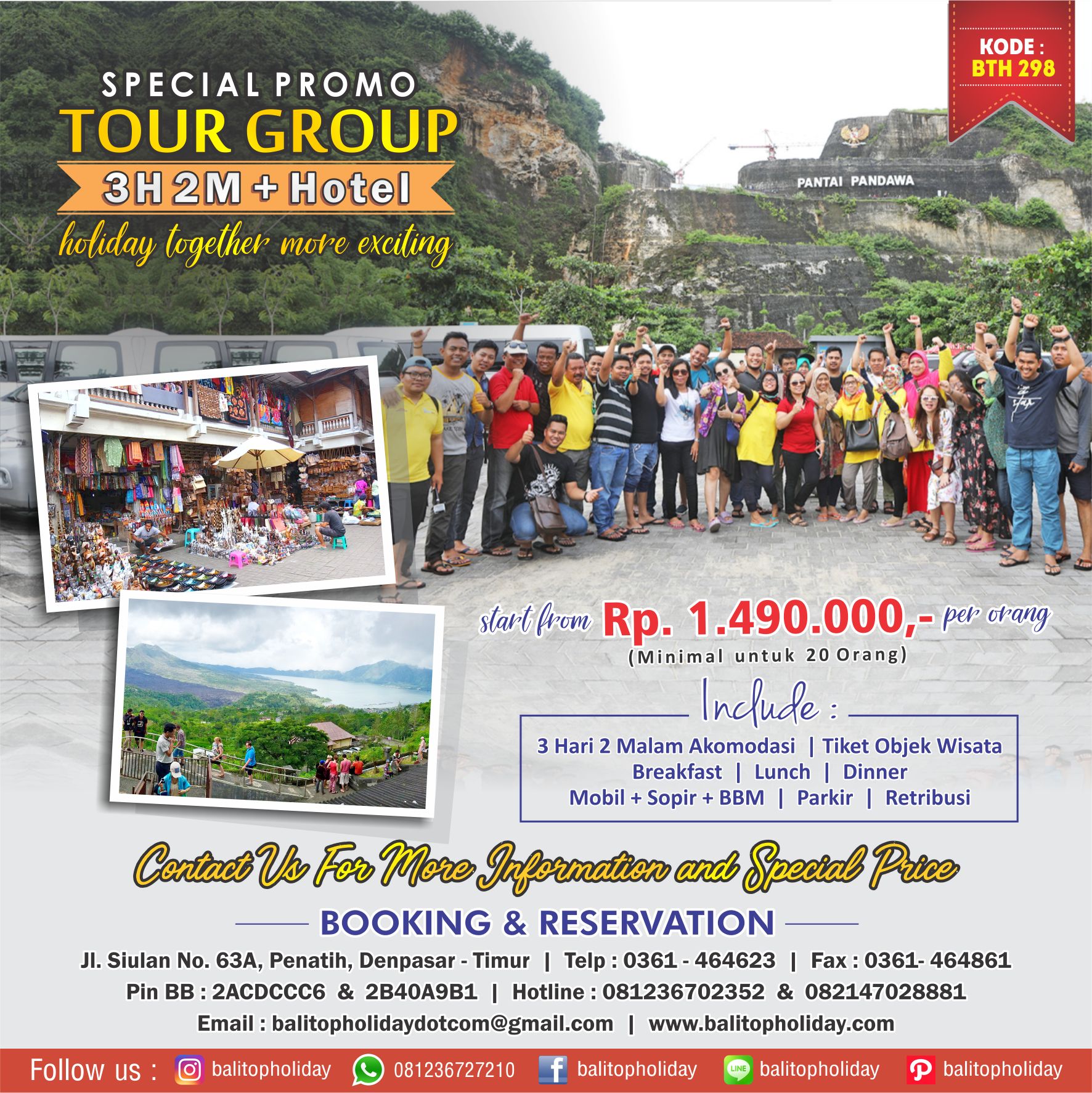 Paket tour group 3H 2M murah BTH 298